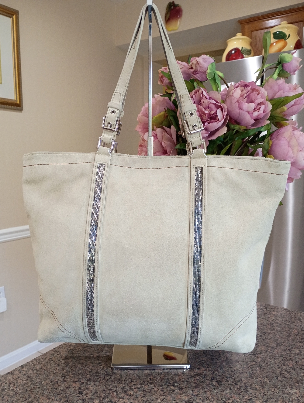 Coach Cream Suede Tote - Picture 9 of 17